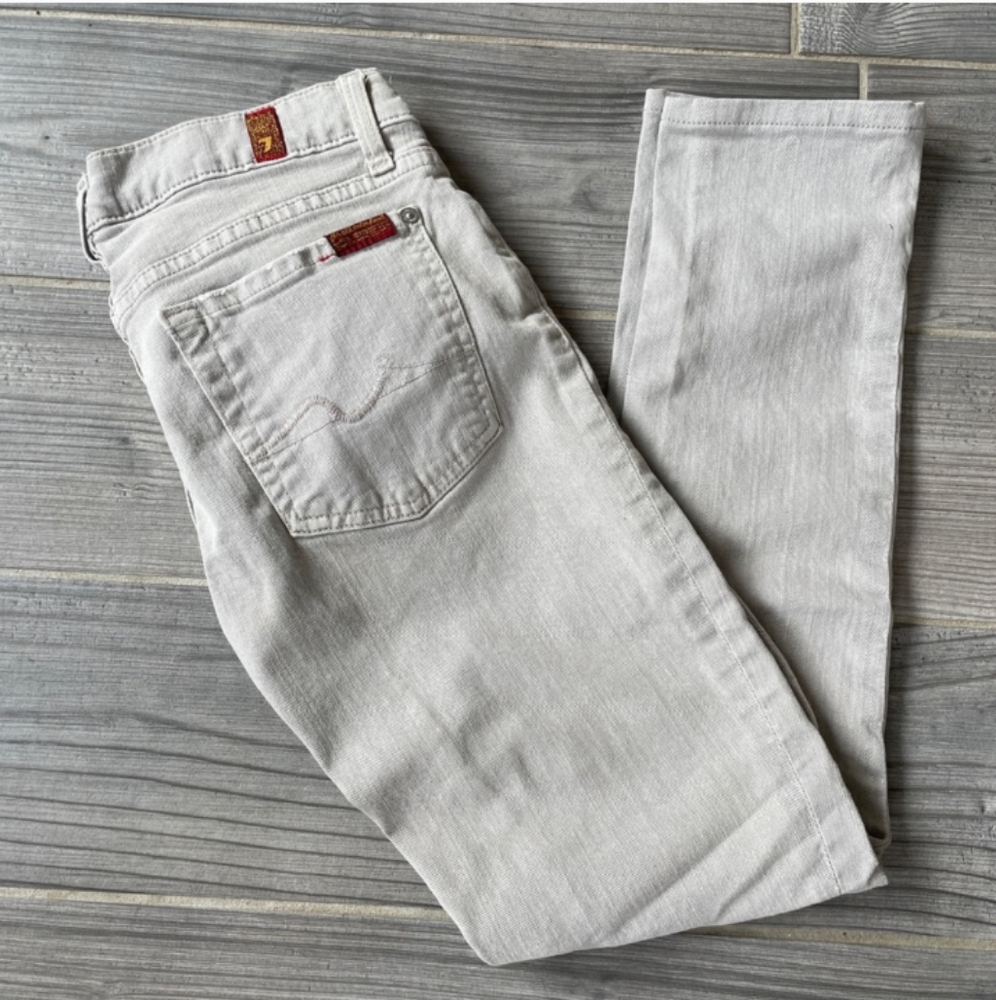 New 7 For All Mankind Light Grey Cotton Skinny Jeans Size 27 Fits 24 Perfectly